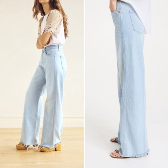 Veronica Beard 100% Cotton Taylor Relaxed Wide-Leg High-Rise Size 28" - Picture 4 of 16